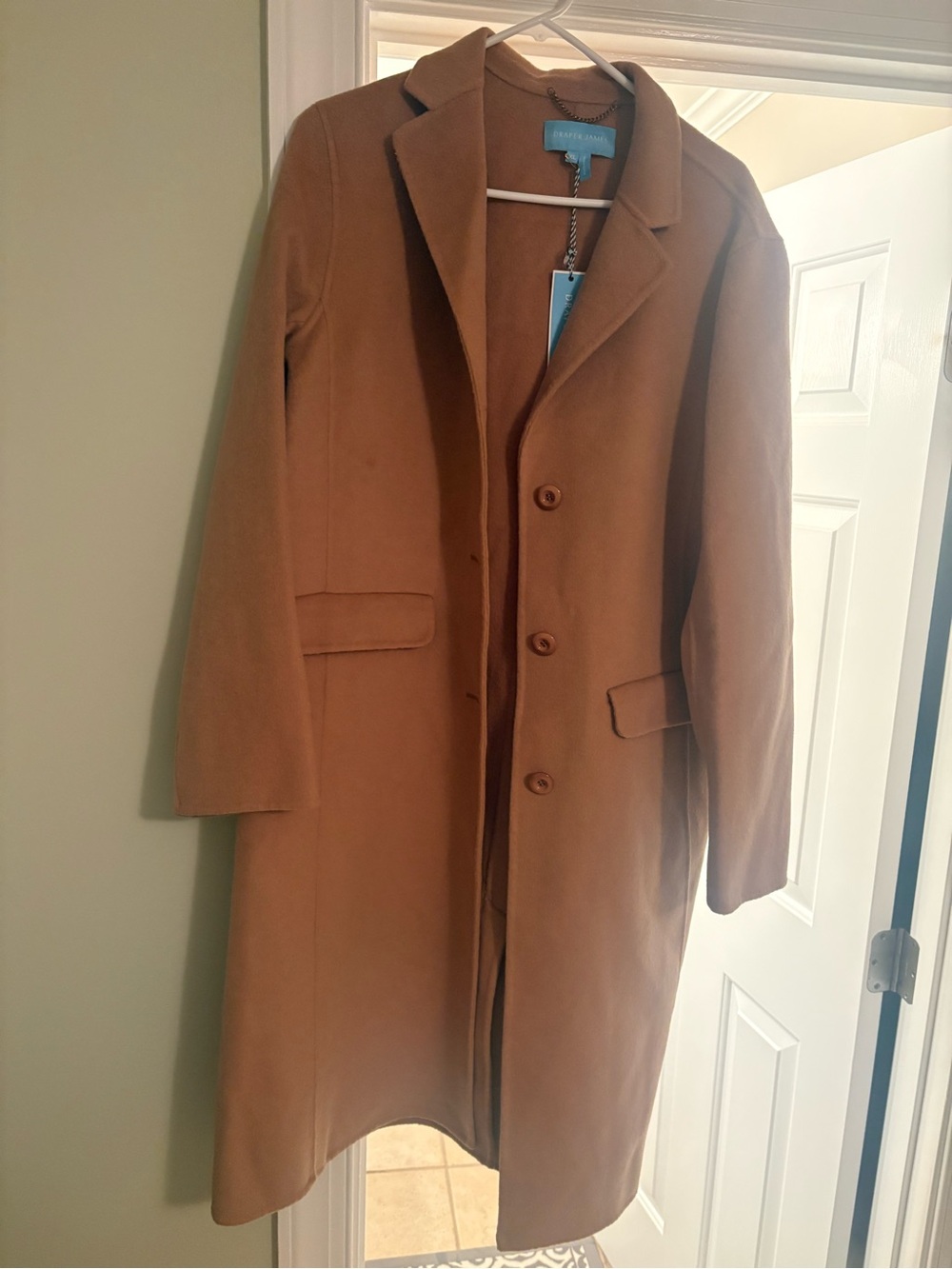 Draper James Men's Camel Pea Coat in Warm Tan